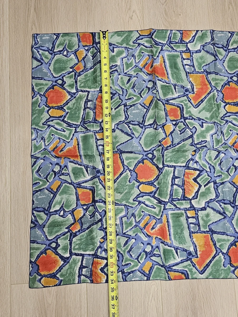 Vintage French Pure Silk Scarf 34” Square Abstract Geometric Multicolor